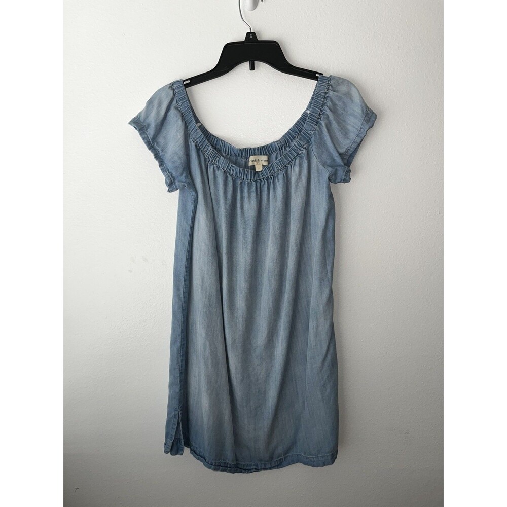 CLOTH & STONE Chambray Tencel Lyocell Off the Shoulder Mini Dress Size Large